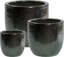 S/3 Vaso Giada Verde Gr.h 28 cm Ø 30 cm