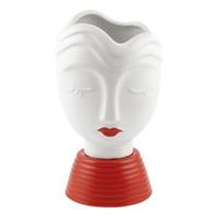 Vaso Ceramica Viso Donna Rosso h 19 cm Ø 10 cm