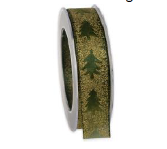 Nastro Organza Boschetto Verde h 2.5 cm l 15 mt