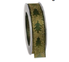 Nastro Organza Boschetto Verde h 2.5 cm l 15 mt