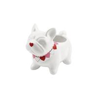 Vasetto Ceramica Cane Bianco Bandana Rosso h 11.4 cm Ø 65 cm