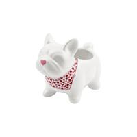 Vasetto Ceramica Cane Bianco Bandana Rosa h 11.4 cm Ø 65 cm