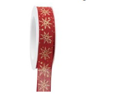 Nastro Cotone Cielo Stellato Rosso h 2.5 cm l 18 mt