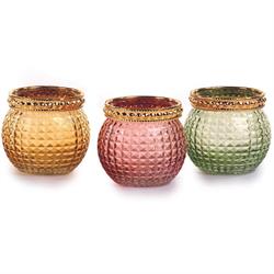 Sfera Vetro Portacandela 3 Col Mix h 5.5 cm Ø 6.5 cm