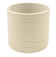 Vaso Ceramica Cilindro Rigato Avorio h 17 cm Ø 18 cm