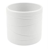 Vaso Ceramica Cilindro Rigato Bianco h 17 cm Ø 18 cm