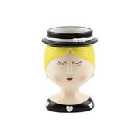 Vaso Busto Dipinto Ceramica Nero h 11 cm Ø 8 cm