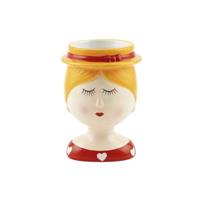Vaso Busto Dipinto Ceramica Rosso h 11 cm Ø 8 cm