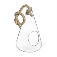 Portapiantina Vetro C/Corda Trasparente h 25 cm Ø 16 cm