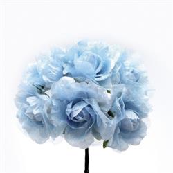 Mazzetto x 6 Rosa Tessuto E Organza Azzurro Ø 5.5 cm