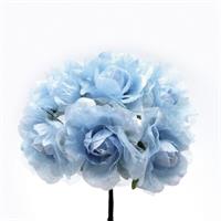 Mazzetto x 6 Rosa Tessuto E Organza Azzurro Ø 5.5 cm