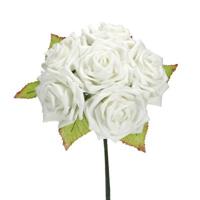 Bouqet Rose Polyfoam Bianco h 26 cm Ø 8.5 cm 6 F