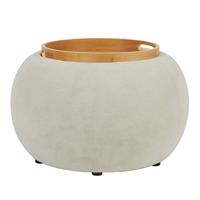 Pouf C/Vassoio Legno Crema l 50x50x35 cm