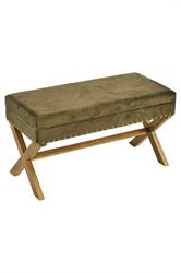 Seduta Velluto Verde Oliva l 92x42x50 cm