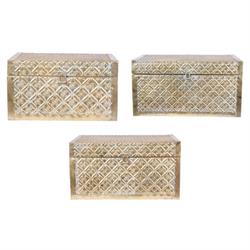 S/3 Bauli Metallo Oro Gr. 51x32x26.5 cm