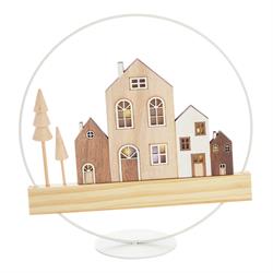 Cerchio C/Casette Legno E Luci Led Ø 25 cm