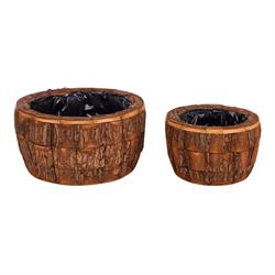 S/2 Cesto Legno Marrone Gr. h 16 cm Ø 30 cm