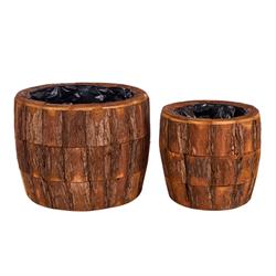 S/2 Cesto Legno Marrone Gr. h 34 cm Ø 34 cm