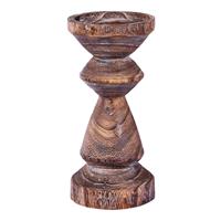 Portacandela Legno Marrone h 20 cm Ø 11 cm