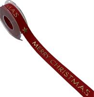 Nastro D.Raso Satin ST Merry Xmas Rosso h 2.5 cm l 15 mt