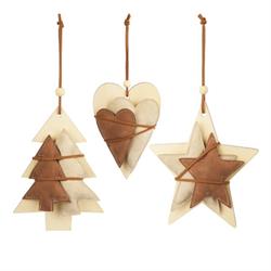 Pendaglio Legno/Stoffa Da Appendere 3 Ass h 25 cm