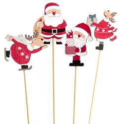 S/12 Stecco Babbo Natale 4 Ass Desing h 40 cm Ø 4.5/7 cm