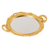 Vassoio Specchio C/Cornice Oro Ø 31 cm