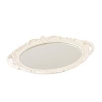 Vassoio Specchio C/Cornice Bianco Ø 37x23 cm