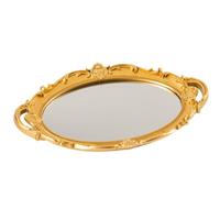 Vassoio Specchio C/Cornice Oro Ø 37x23 cm