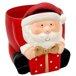 Vasetto Terracotta Rosso Babbo Natale h 14 cm Ø 14 cm