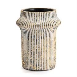 Vaso Cemento Nero/Oro Bordo Rialzato h 18 cm Ø 14 cm