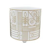 Vaso Terracotta Bianco Liberty C/Decoro Oro h 16 cm Ø 17 cm