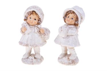 S/2 Bambini Crema C/Glitter h 13.5 cm