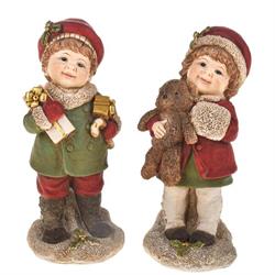 S/2 Bambini C/Doni Rosso h 15 cm