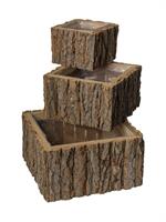 S/3 Cesto Quadro Corteccia Naturale Gr. h 14 l 25x25