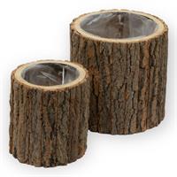 S/2 Cesto Tondo Corteccia Naturale h 25/20 cm l 19/14 cm