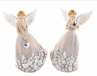 Angelo C/Stella o Cuore T Ass Beige h 17 cm Ø 9 cm