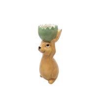 Coniglio Ceramica C/Uovo Beige h 16 cm Ø 7 cm