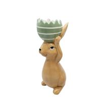 Coniglio Ceramica C/Uovo Beige h 25 cm Ø 10 cm