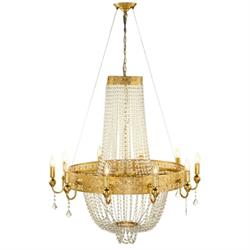 Lampadario A Sospensione Oro C/Pendagli 10 Luci h 98 cm Ø 90 cm