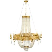 Lampadario A Sospensione Oro C/Pendagli 10 Luci h 98 cm Ø 90 cm