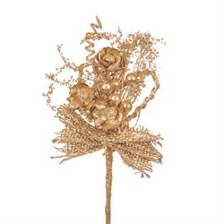 Pick C/Fiocco Glitter Oro h 22 cm