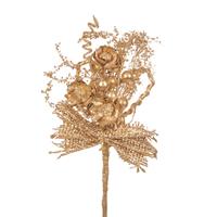 Pick C/Fiocco Glitter Oro h 22 cm