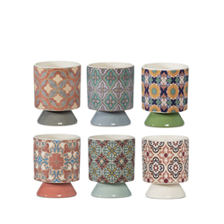 Caspò Ceramica C/Piede Assortito Maioliche h 12.7 cm Ø 10.5 cm