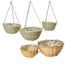 S/3 Cesti Tondi C/Catenelle Col Mix h 16/55 cm Ø 30 cm