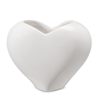 Vaso Cuore Ceramica Bianco h 13 cm Ø 17 cm