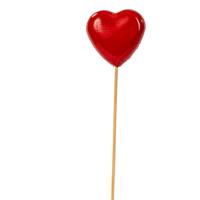 S/18 Stecco Cuore Rosso Lucido h 35 cm Ø 6 cm