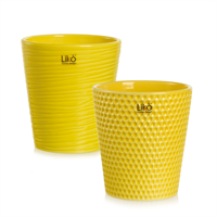 Vaso Ceramica Line/Pois Giallo h 14 cm Ø 13 cm