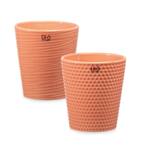 Vaso Ceramica Line/Pois Salmone h 14 cm Ø 13 cm