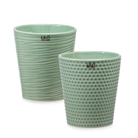 Vaso Ceramica Line/Pois Salvia h 14 cm Ø 13 cm